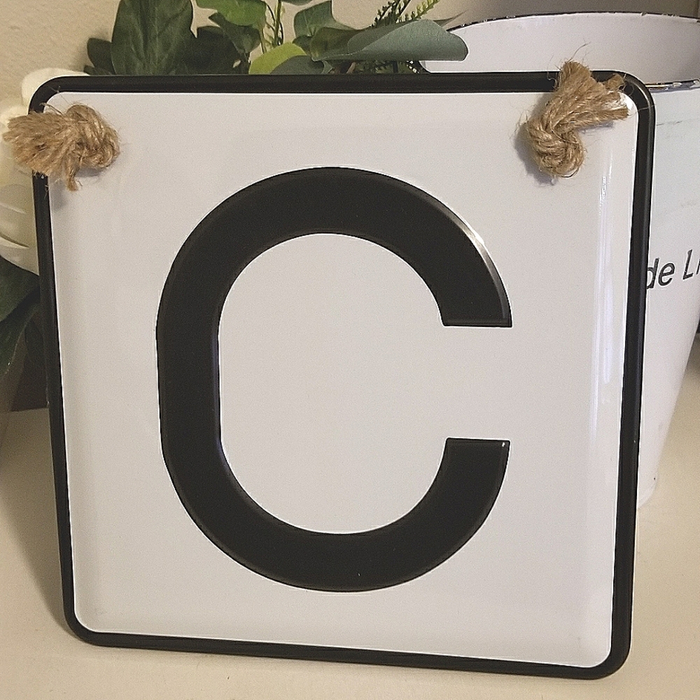 Letter C enamel ware plaque
